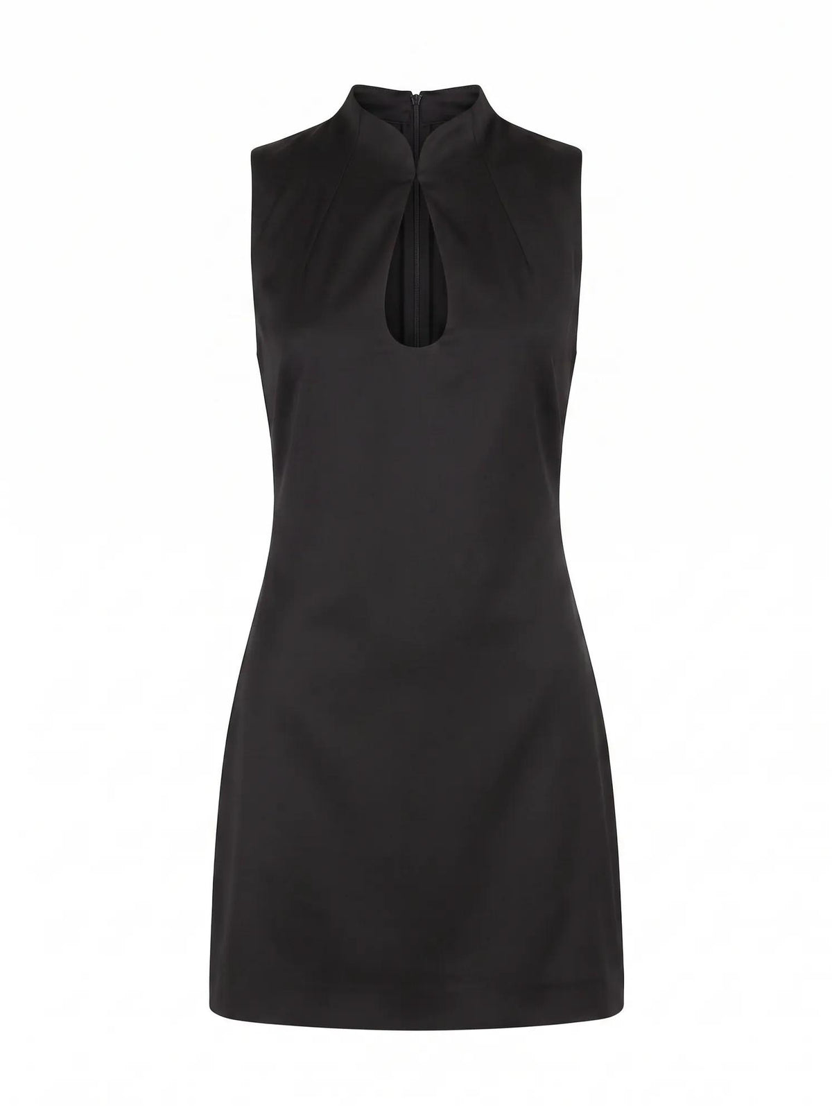 Jade Keyhole Satin Mini Dress Black_mannequin