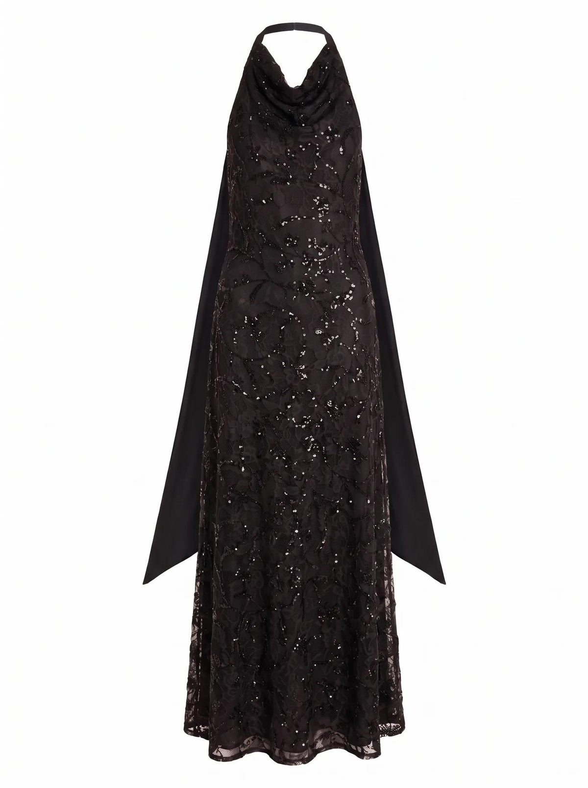 Macy Sequin Lace Halter Maxi Black_mannequin