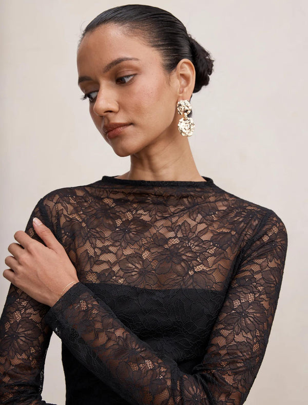 Jayde Petite Lace Bodice Maxi Black