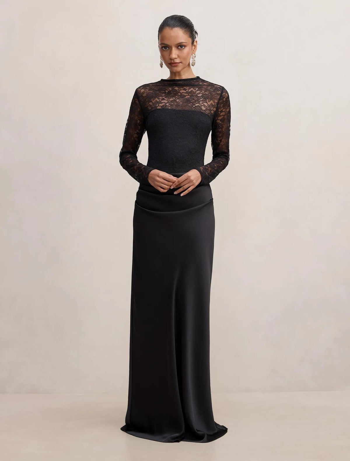 Jayde Petite Lace Bodice Maxi Black