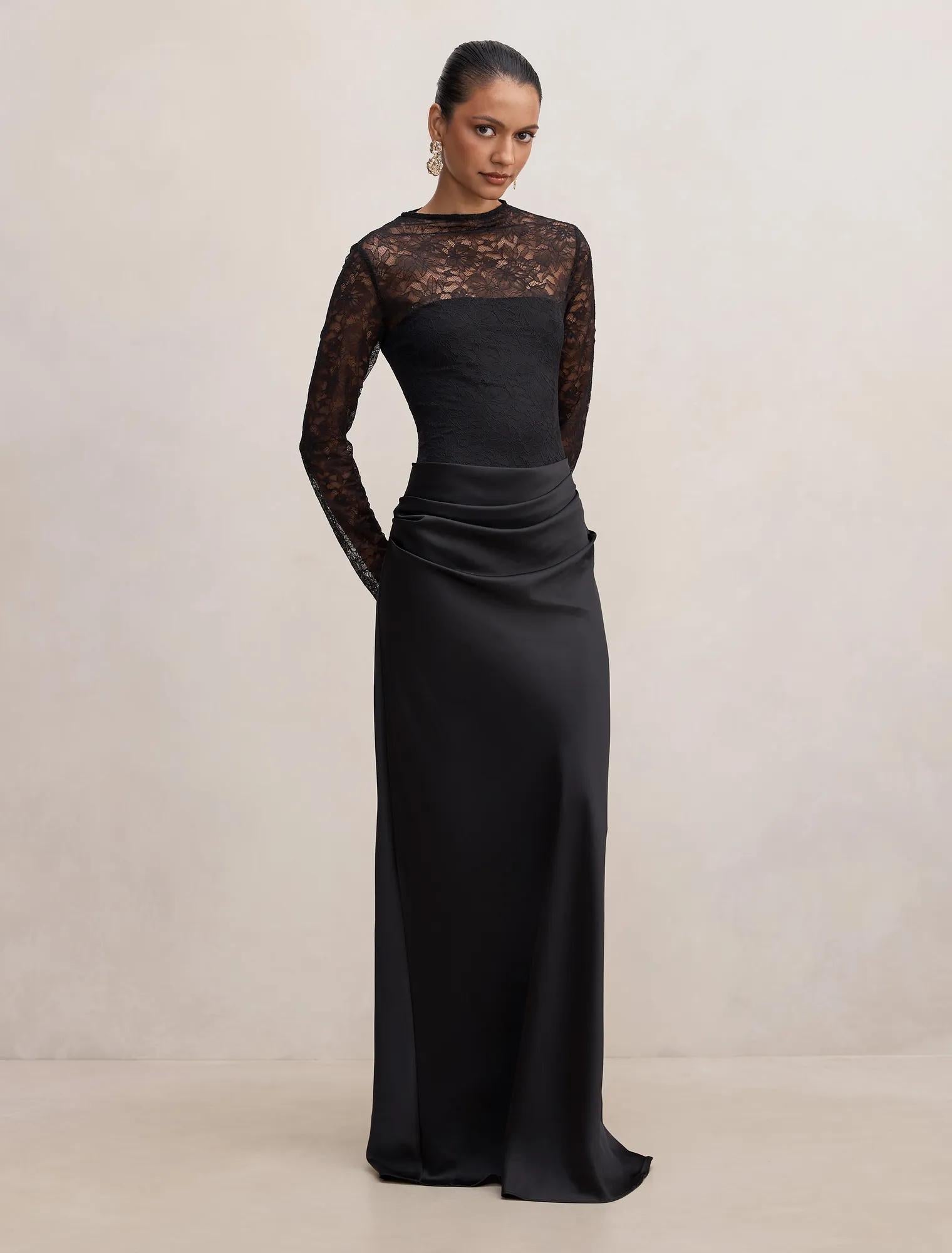 Jayde Petite Lace Bodice Maxi Black
