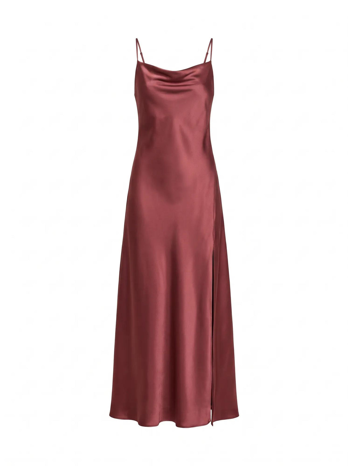 Allora Petite Ruffle Back Satin Maxi Sugar Plum_mannequin