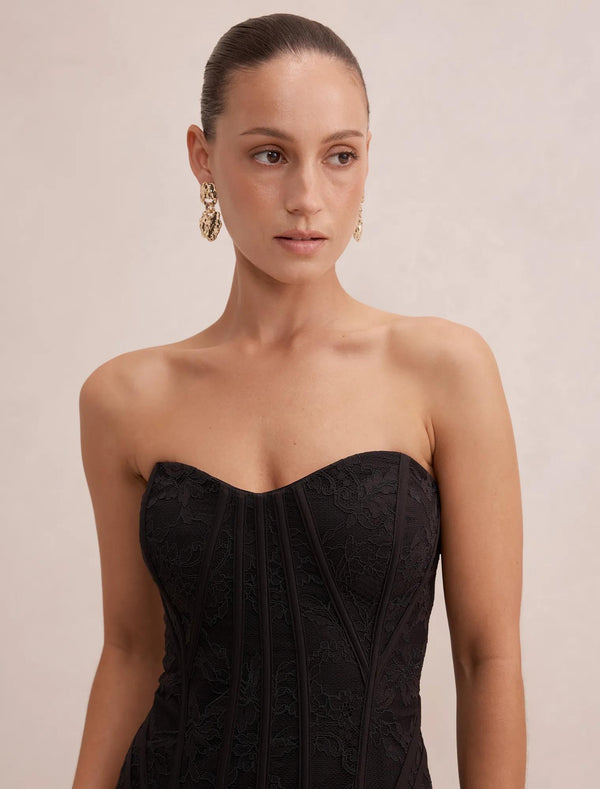 Myla Petite Corset Lace Maxi Dress Black
