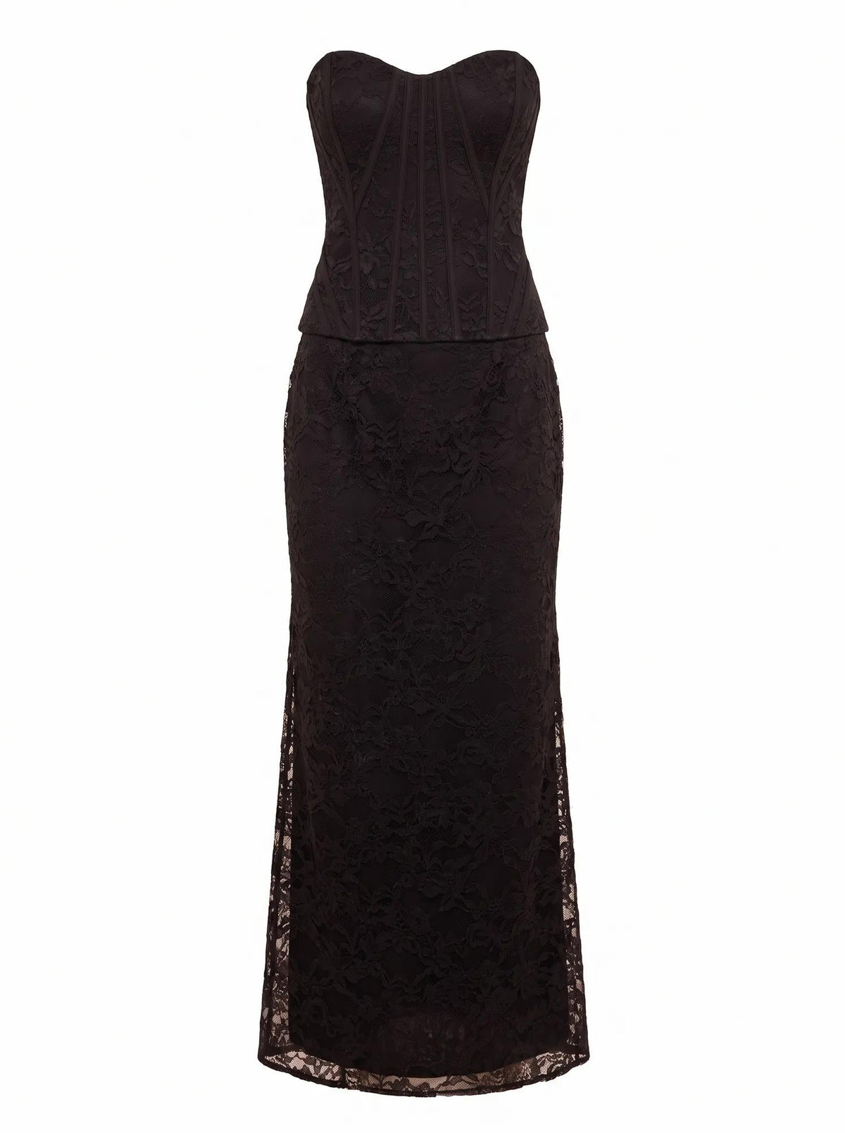 Myla Petite Corset Lace Maxi Dress Black_mannequin