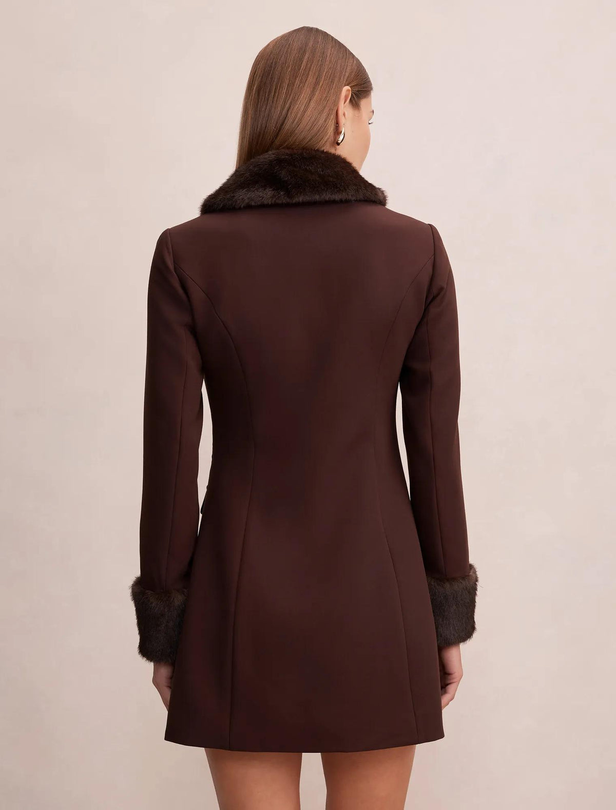 Shelby Fur Cuff Mini Dress Chocolate