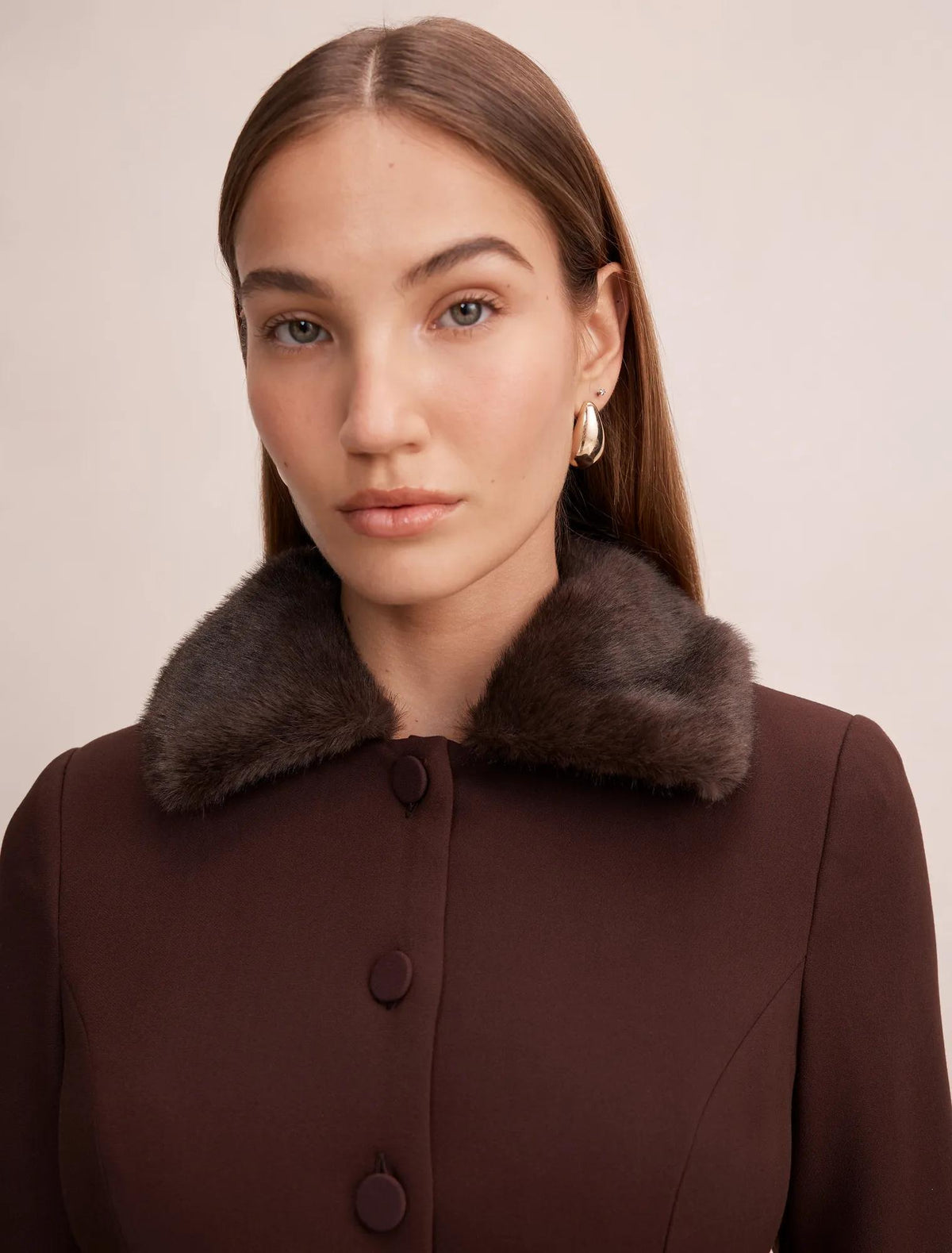 Shelby Fur Cuff Mini Dress Chocolate