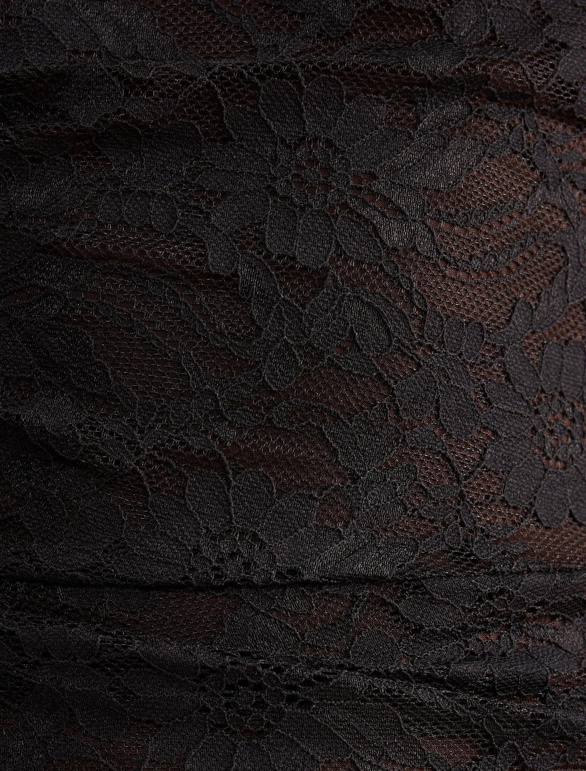 Kaia Asymmetric Lace Midi Dress Black/Choc