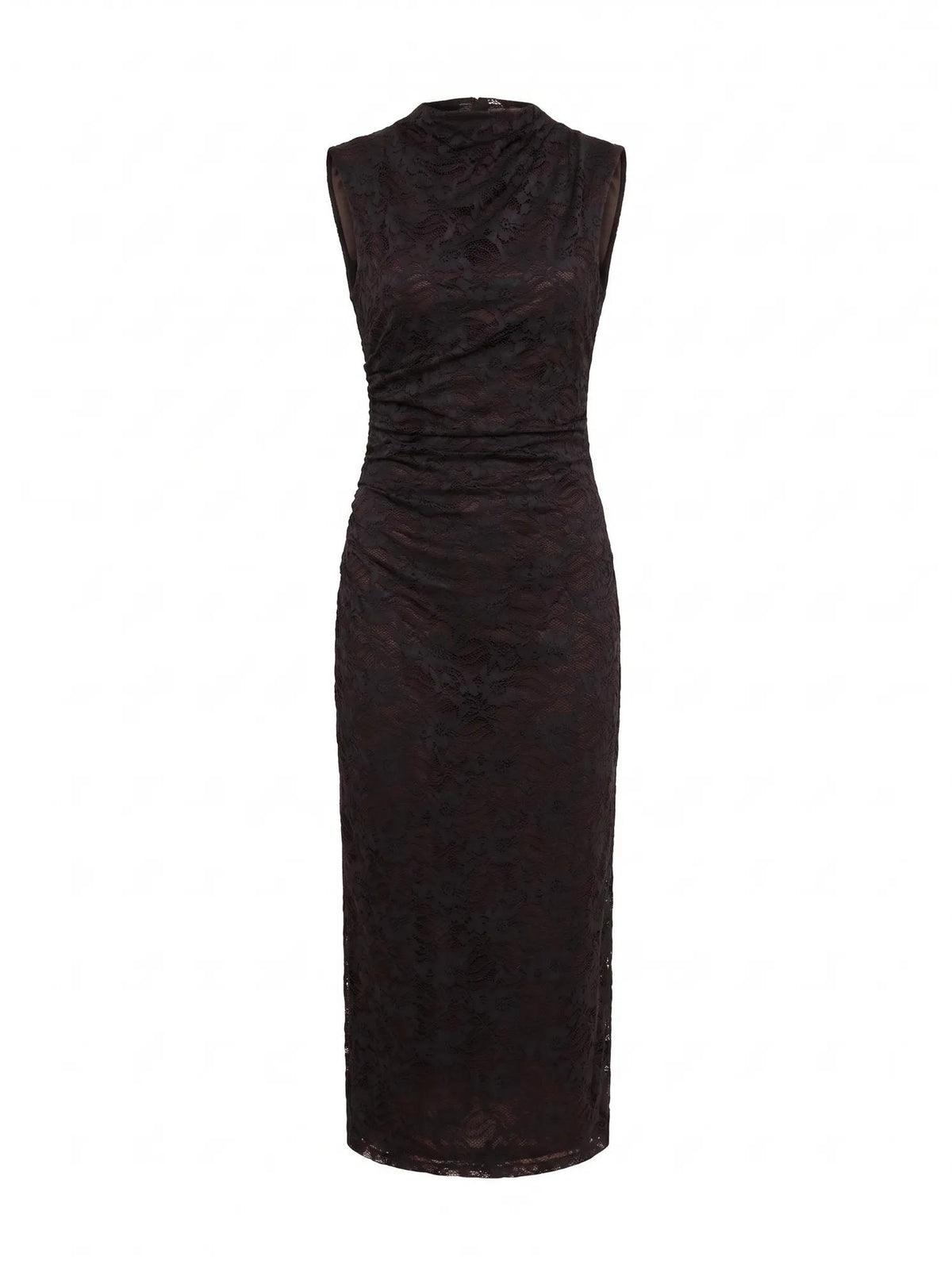 Kaia Asymmetric Lace Midi Dress Black/Choc_mannequin