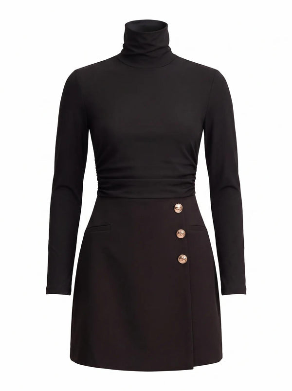Bronwyn 2-in-1 Wrap Mini Dress Black_mannequin