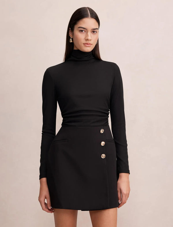 Bronwyn 2-in-1 Wrap Mini Dress Black