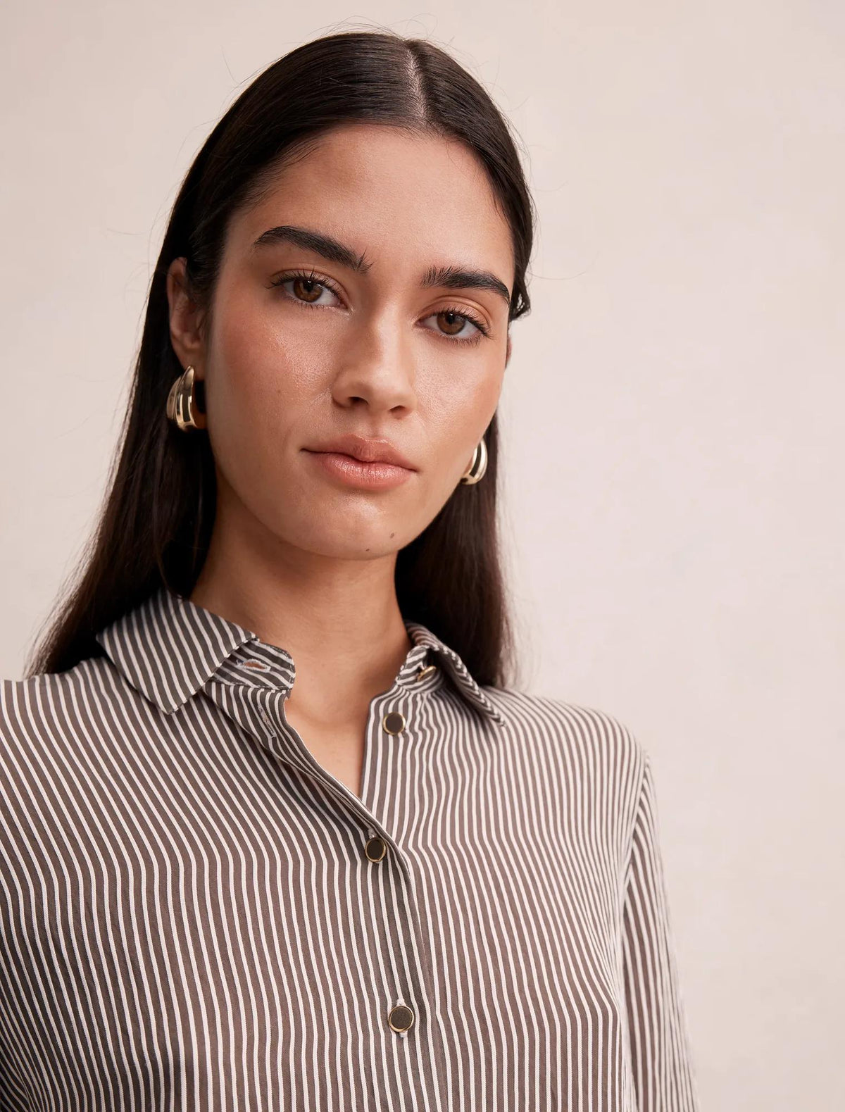 Solara Stripe Shirt Khaki Stripe