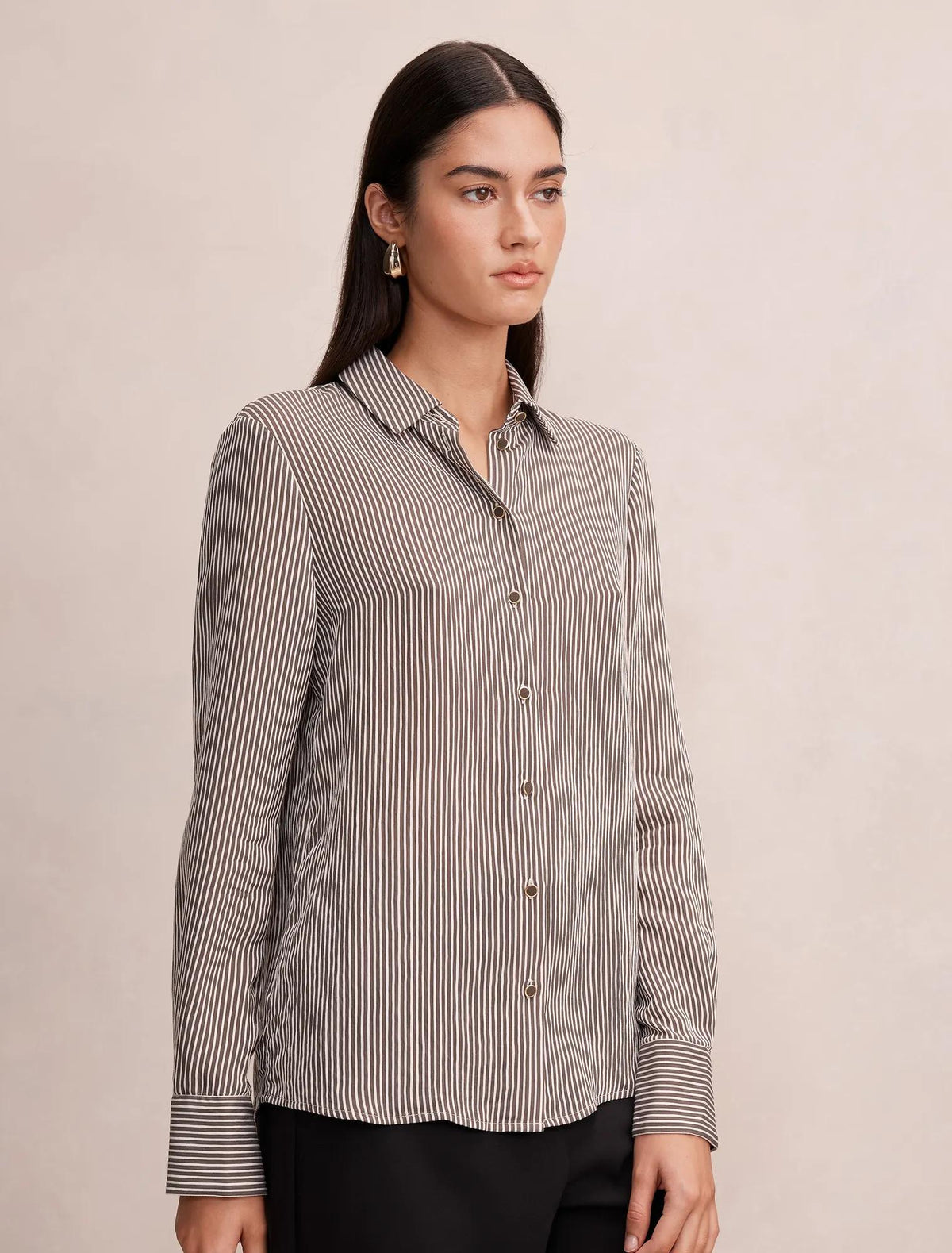 Solara Stripe Shirt Khaki Stripe