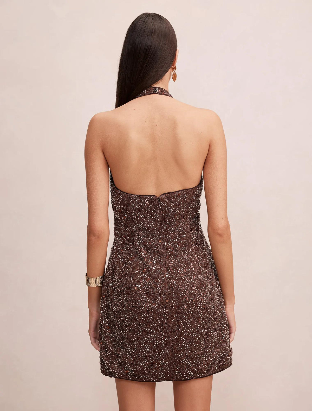 Mila Beaded Sequin Mini Chocolate/Silver