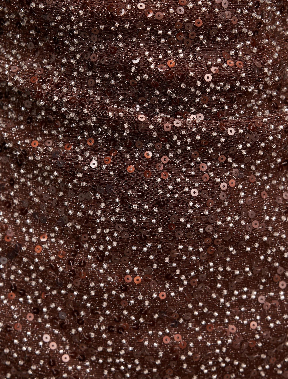 Mila Beaded Sequin Mini Chocolate/Silver