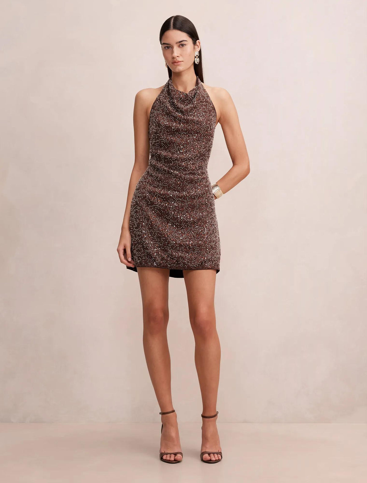 Mila Beaded Sequin Mini Chocolate/Silver