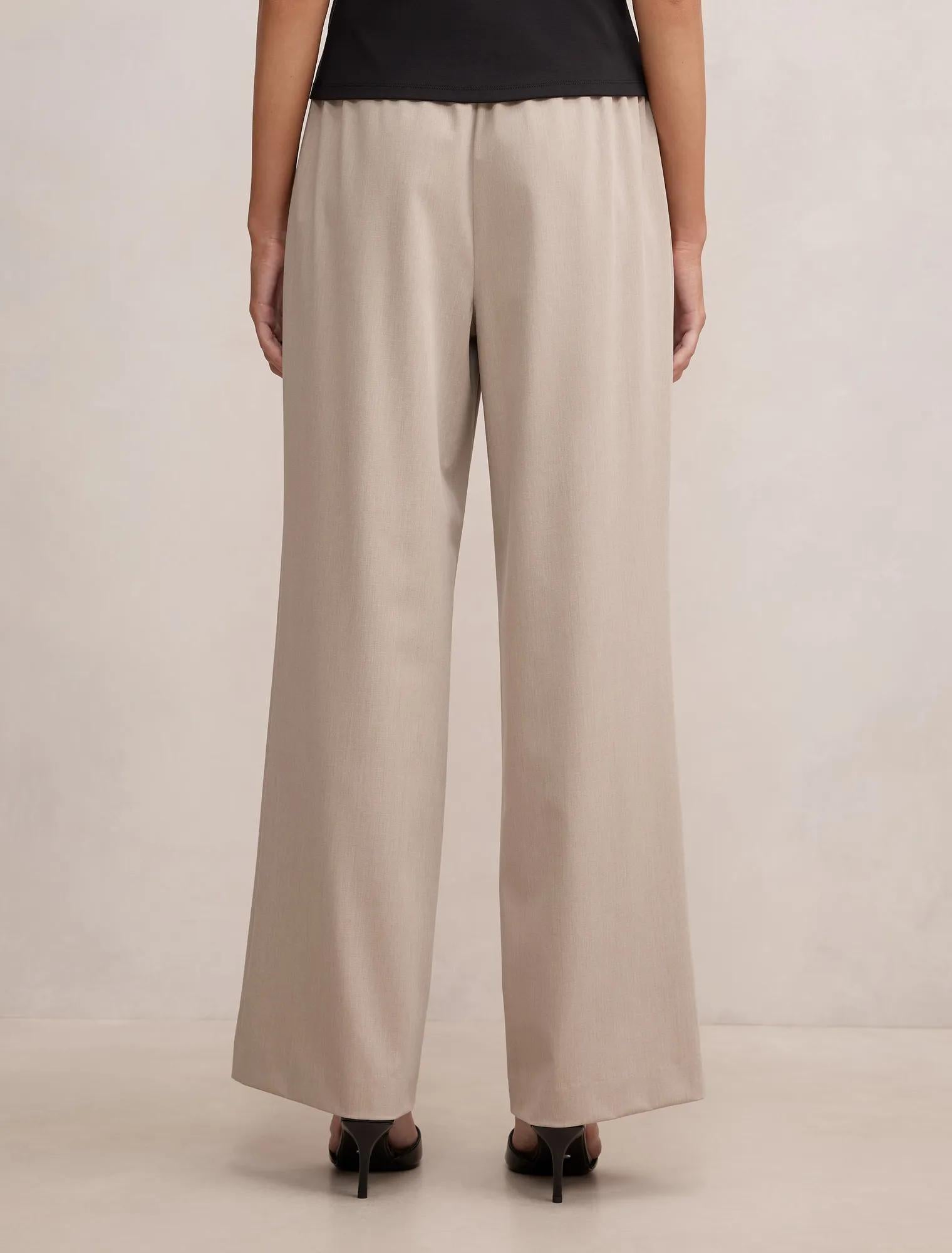 Ella Elastic Wide Leg Pant Neutral