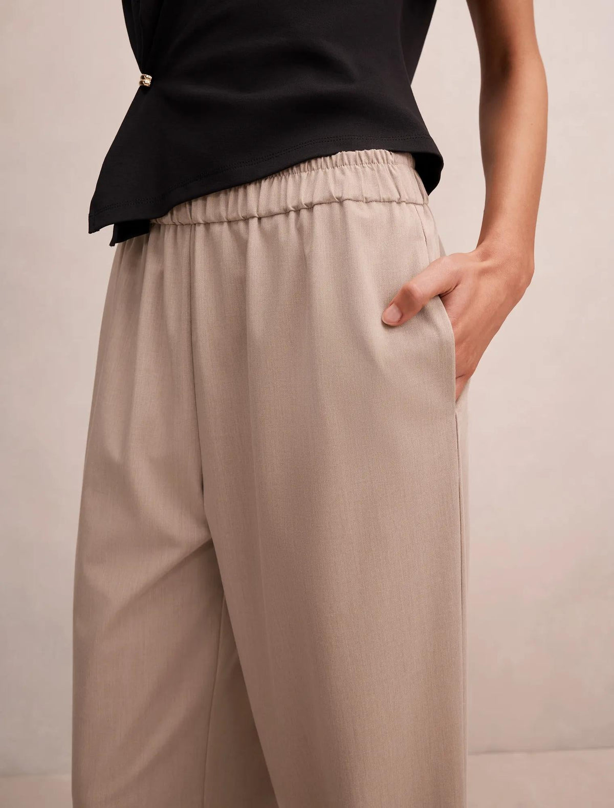 Ella Elastic Wide Leg Pant Neutral