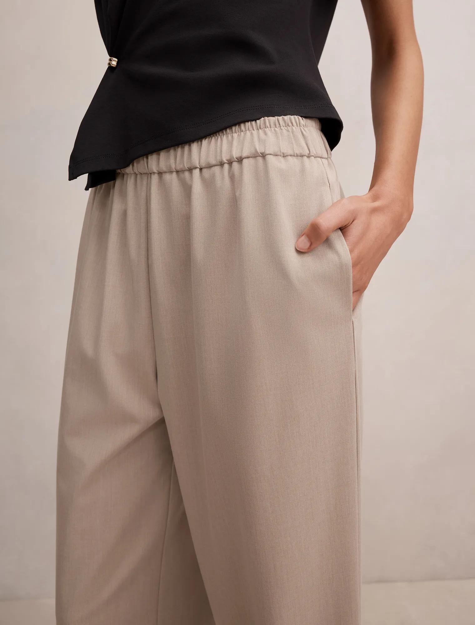 Ella Elastic Wide Leg Pant Neutral