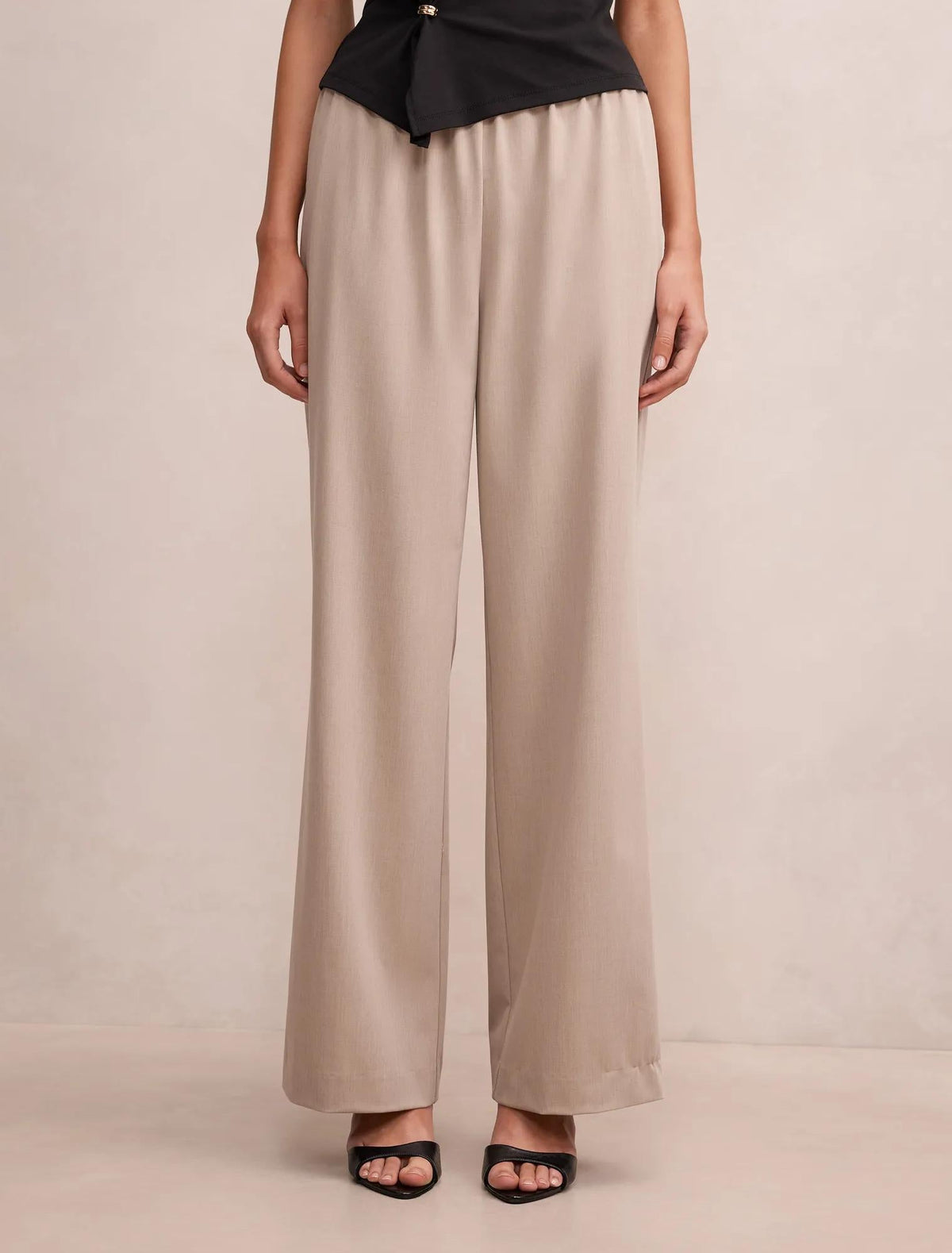 Ella Elastic Wide Leg Pant Neutral