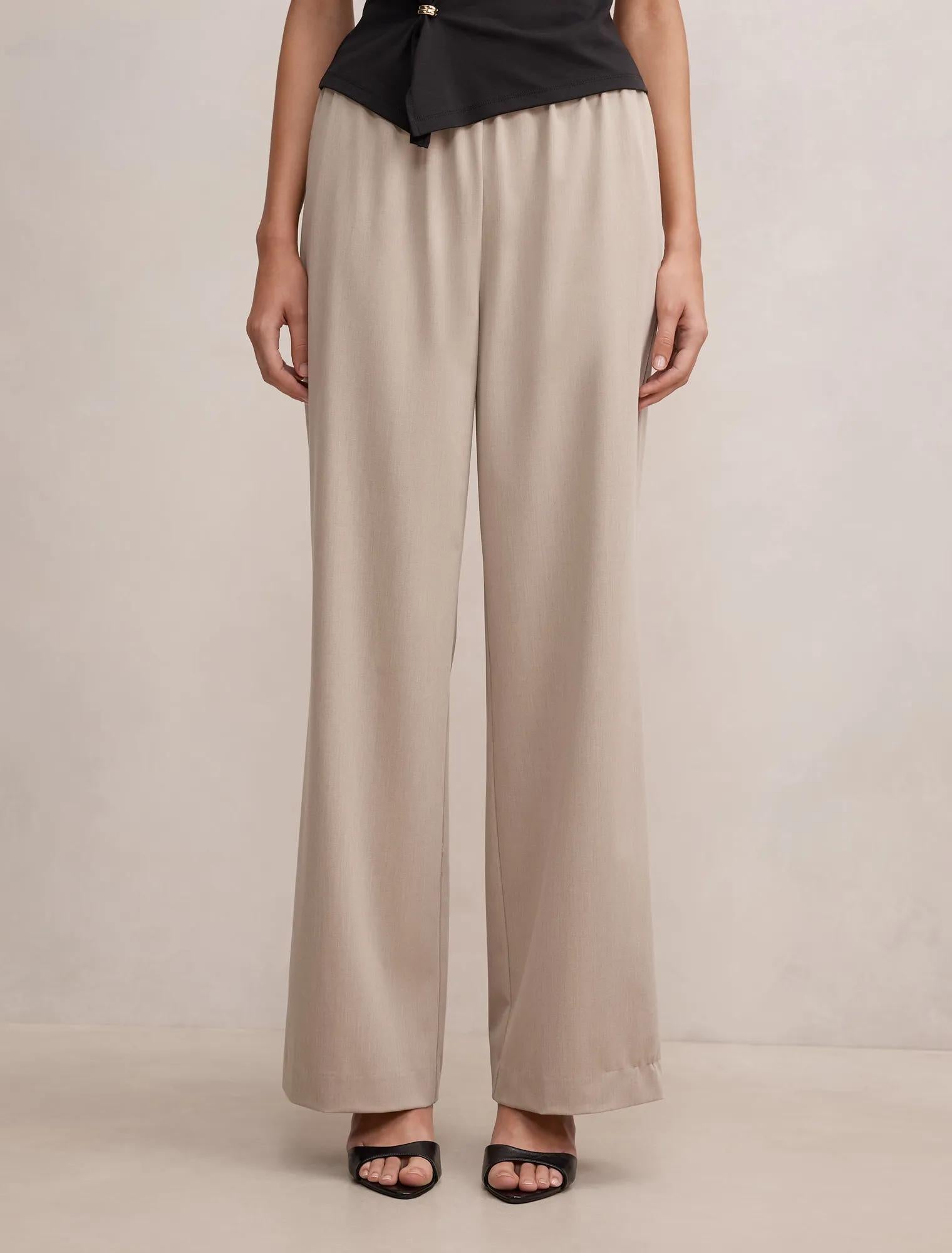 Ella Elastic Wide Leg Pant Neutral