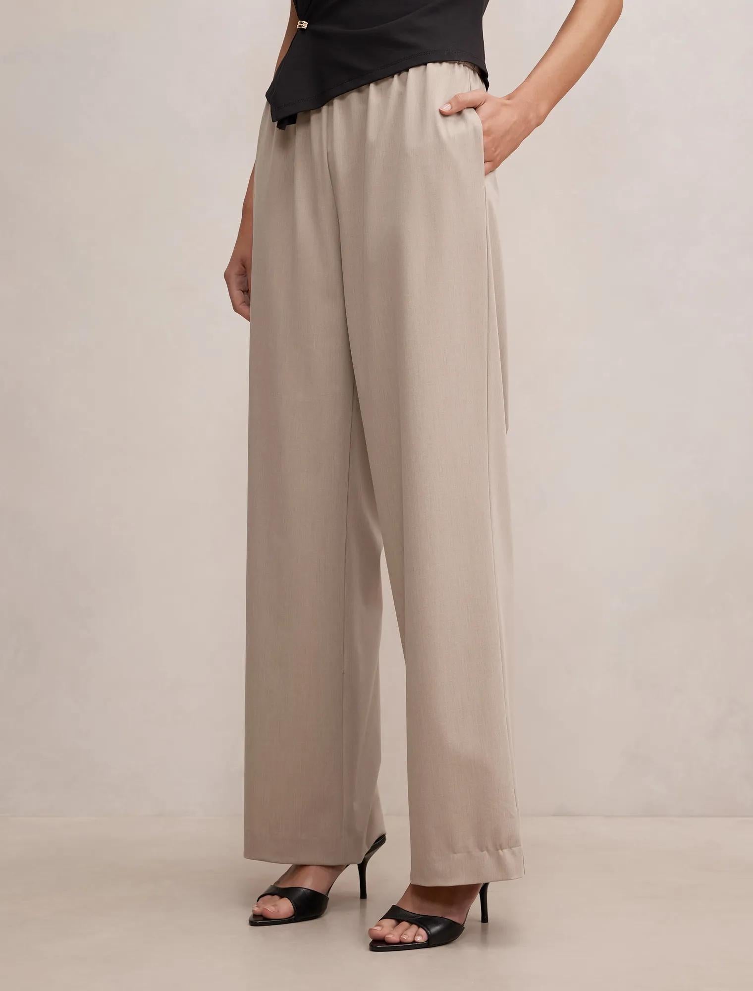 Ella Elastic Wide Leg Pant Neutral