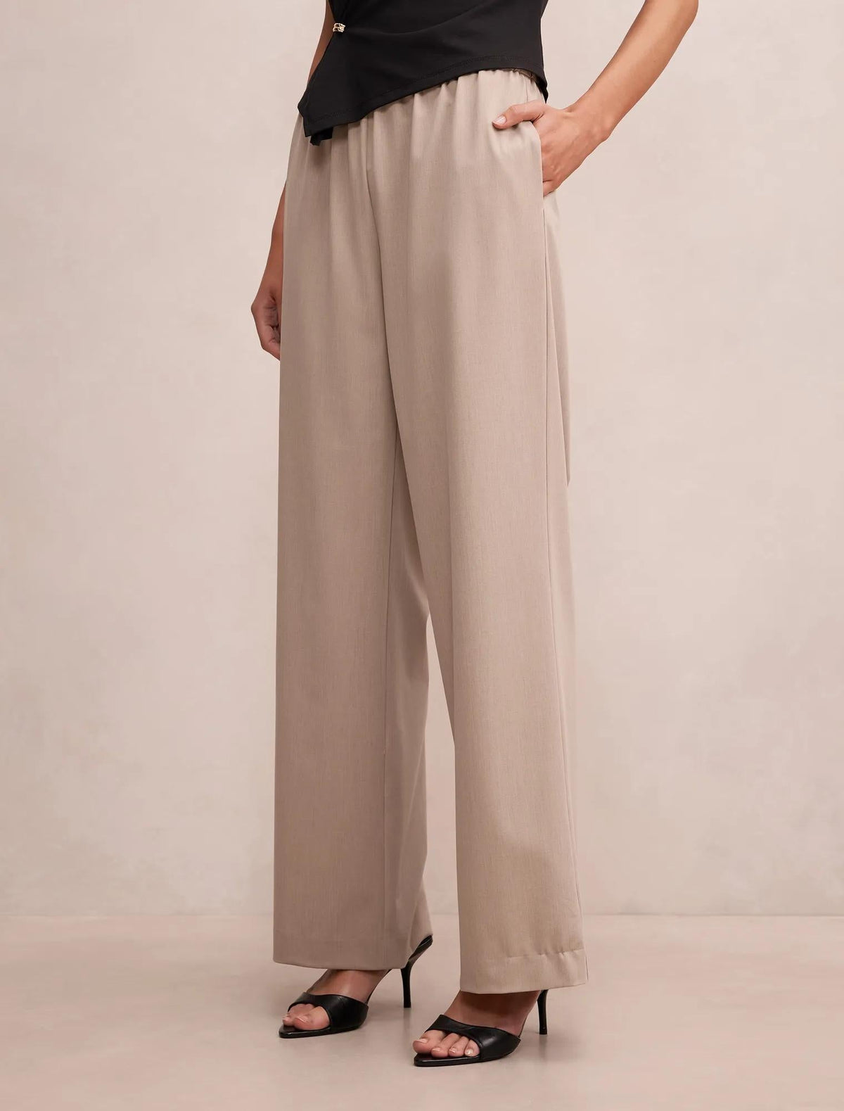 Ella Elastic Wide Leg Pant Neutral