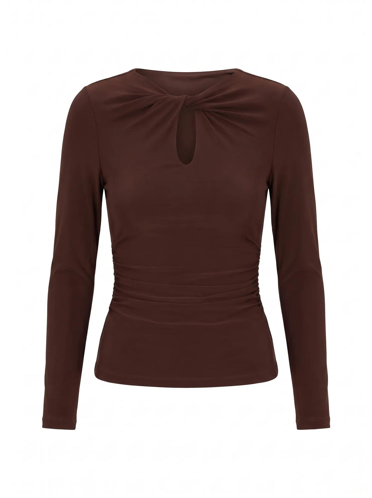 Evangeline Twist Long Sleeve Chocolate_mannequin