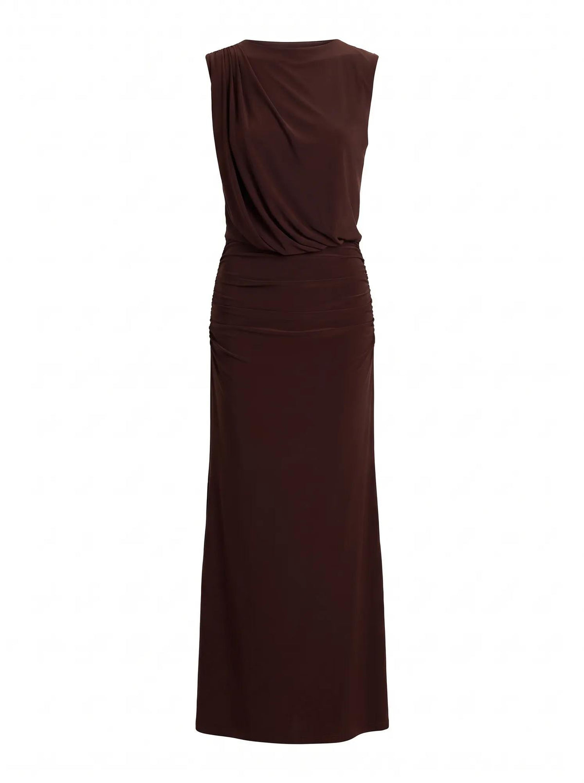 Leni Draped Backless Dress Chocolate_mannequin