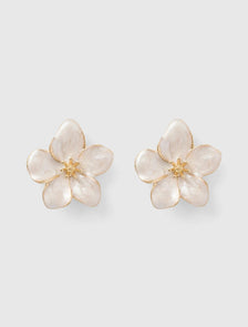 Faith Enamel Flower Earring Ivory/Gold