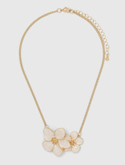 Faith Enamel Flower Necklace Ivory/Gold