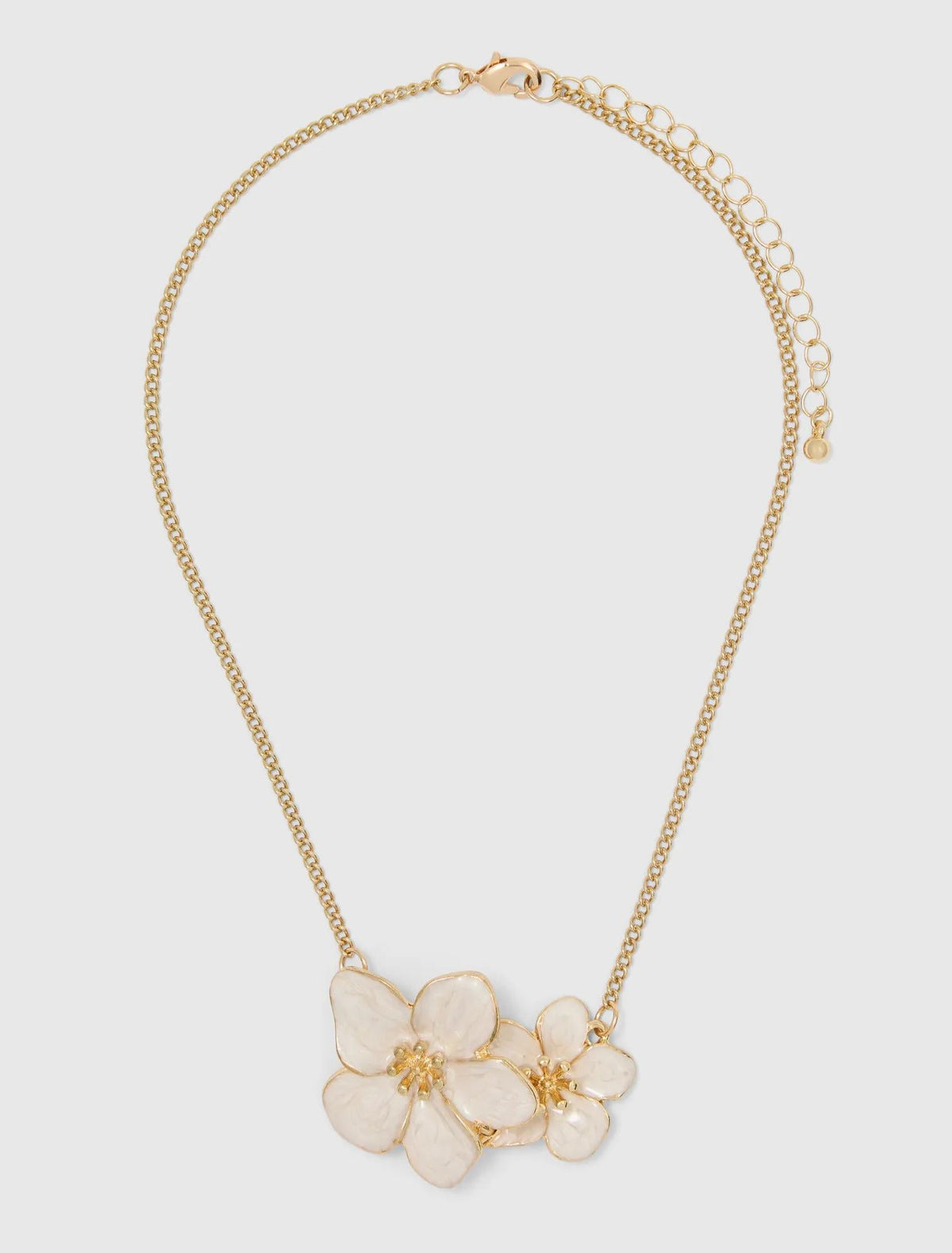 Faith Enamel Flower Necklace Ivory/Gold