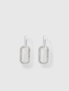 Sunny Small Link Earring Silver/ Crystal_mannequin