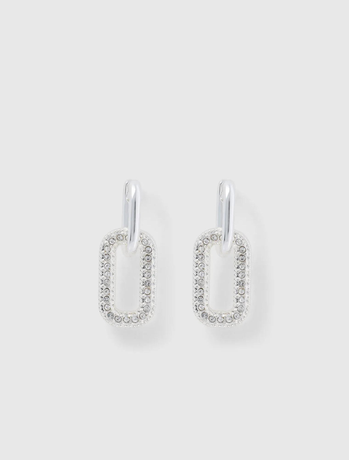 Sunny Small Link Earring Silver/ Crystal_mannequin
