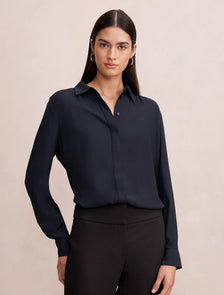 Rowe Gathered Blouse Navy