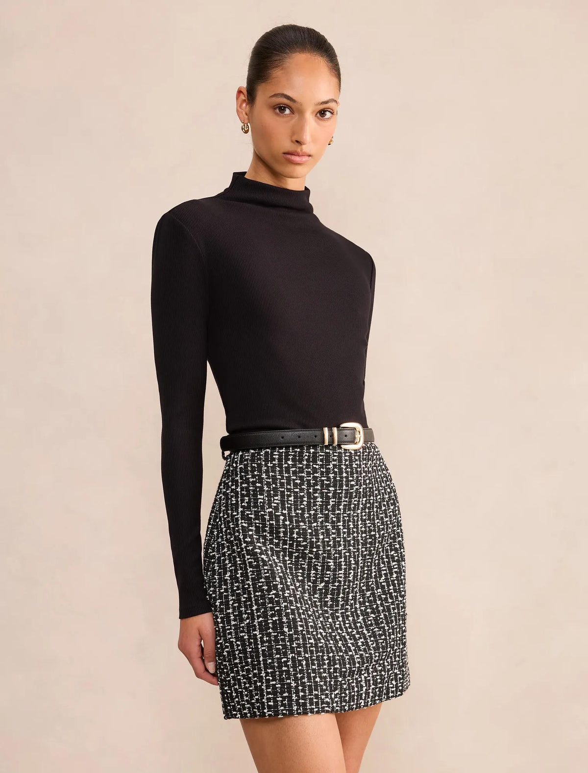 Valentina 2 in 1 Boucle Mini Dress Black