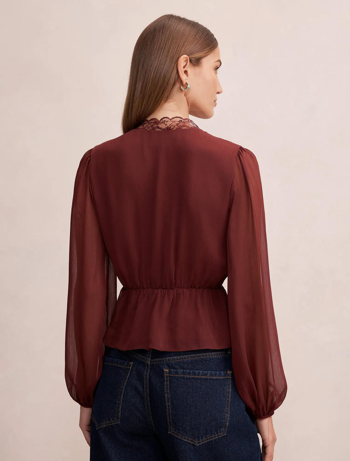 Matilda Lace Detail Blouse Vintage Burgundy