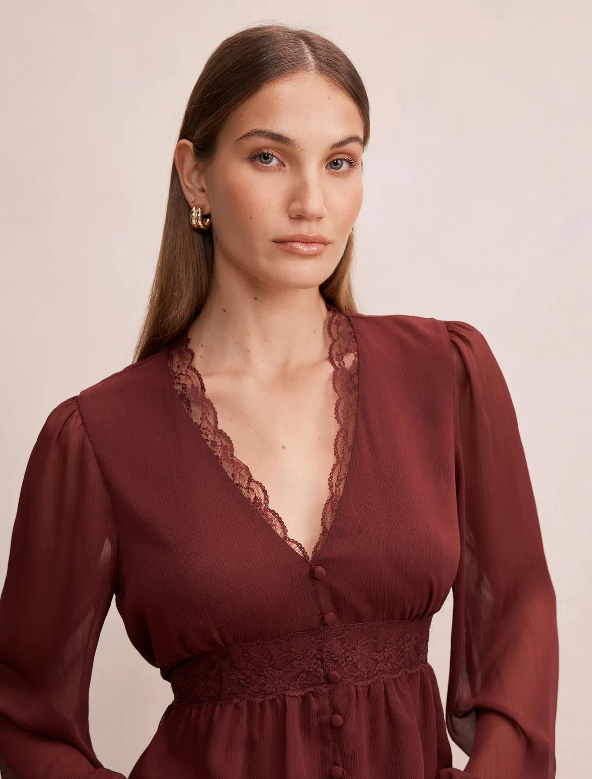 Matilda Lace Detail Blouse Vintage Burgundy