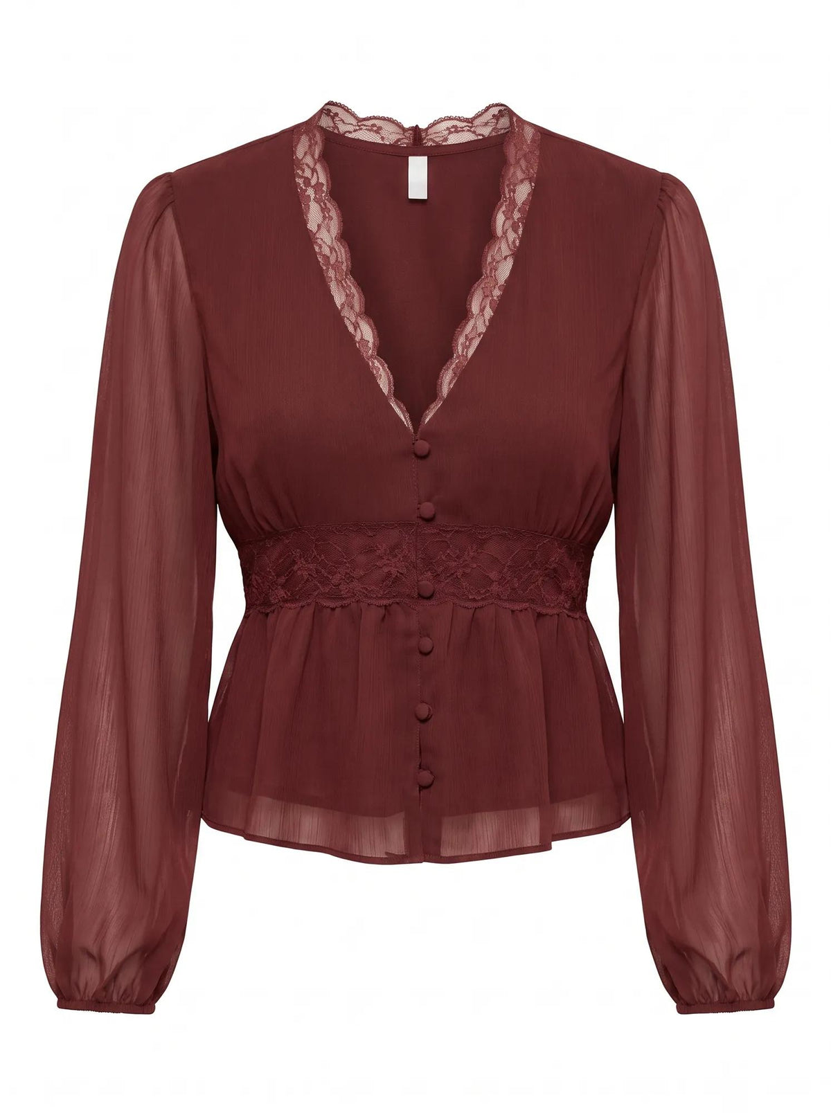 Matilda Lace Detail Blouse Vintage Burgundy_mannequin