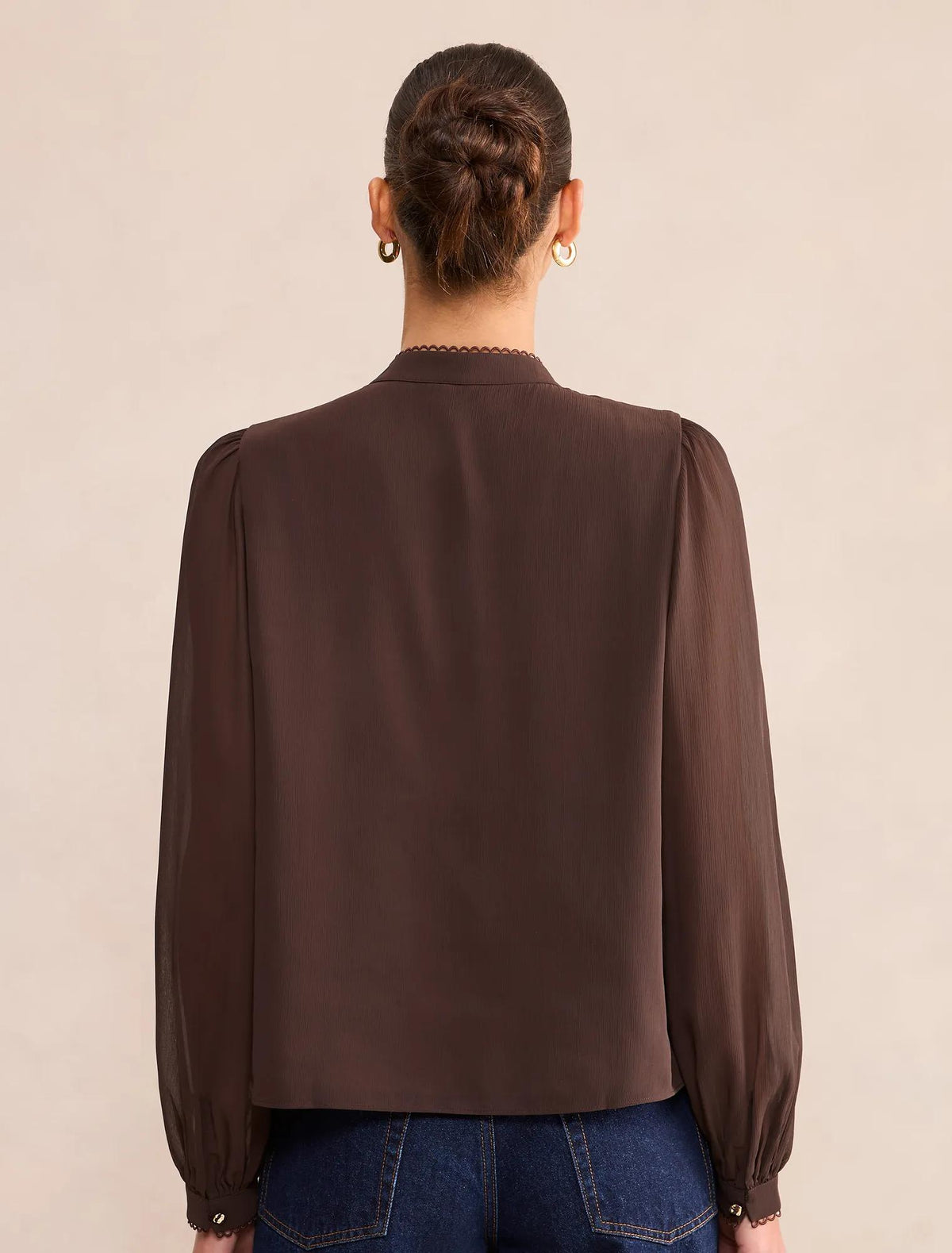 Leighton Long Sleeve Blouse Chocolate Freckle