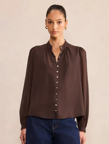 Leighton Long Sleeve Blouse Chocolate Freckle