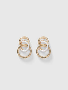 Lola Loop Earrings Gold/White_mannequin