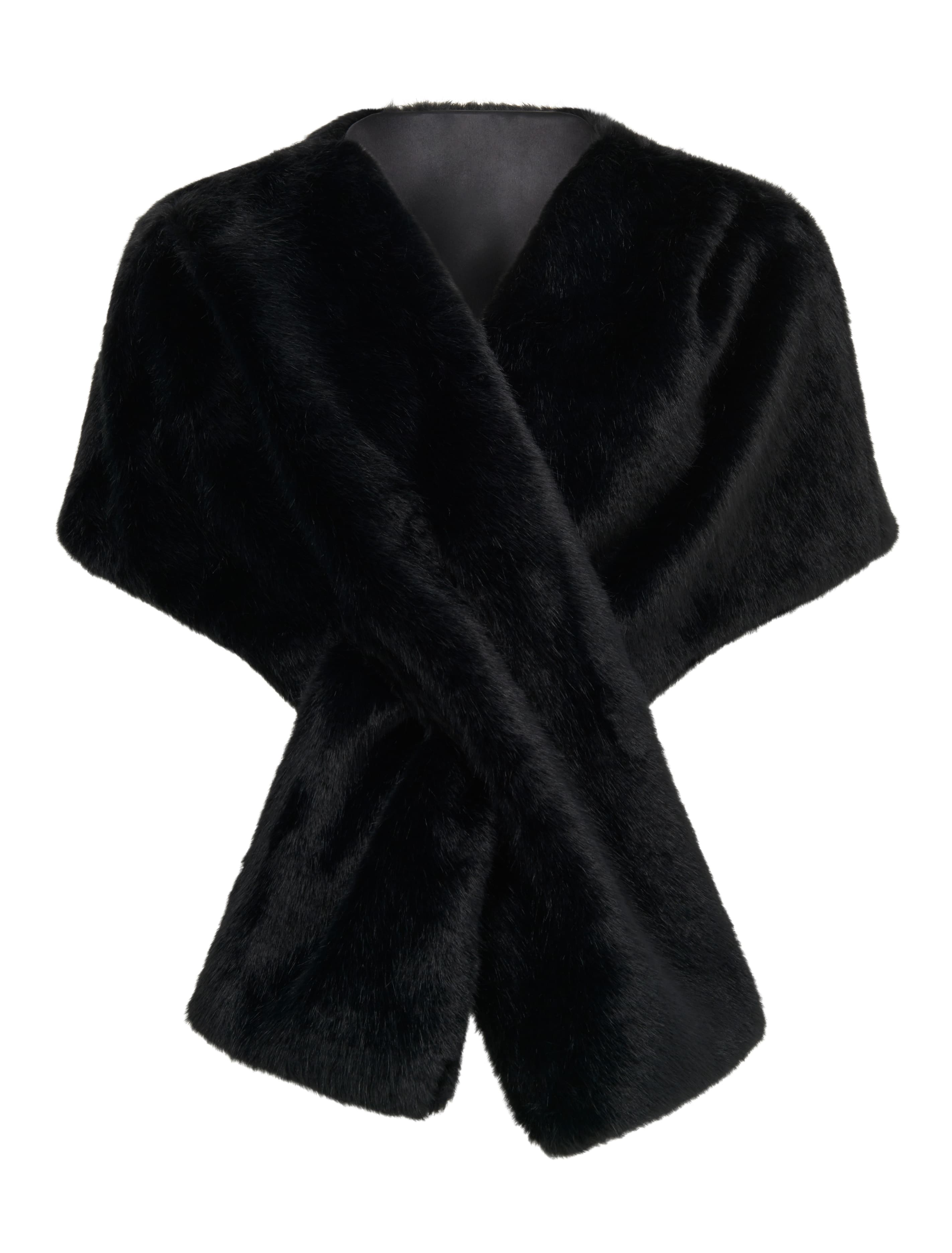 Sophia Faux Fur Wrap Black_mannequin