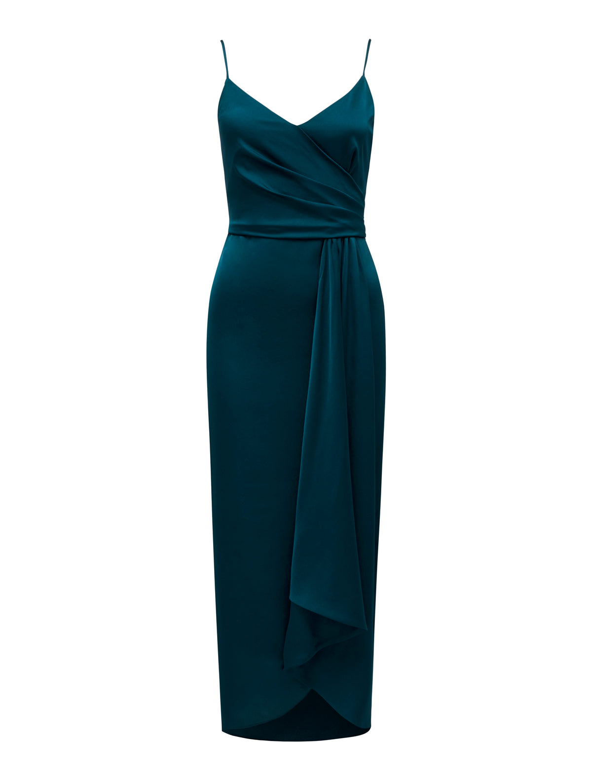 BREE CROSS OVER DRAPE DRESS Teal_mannequin