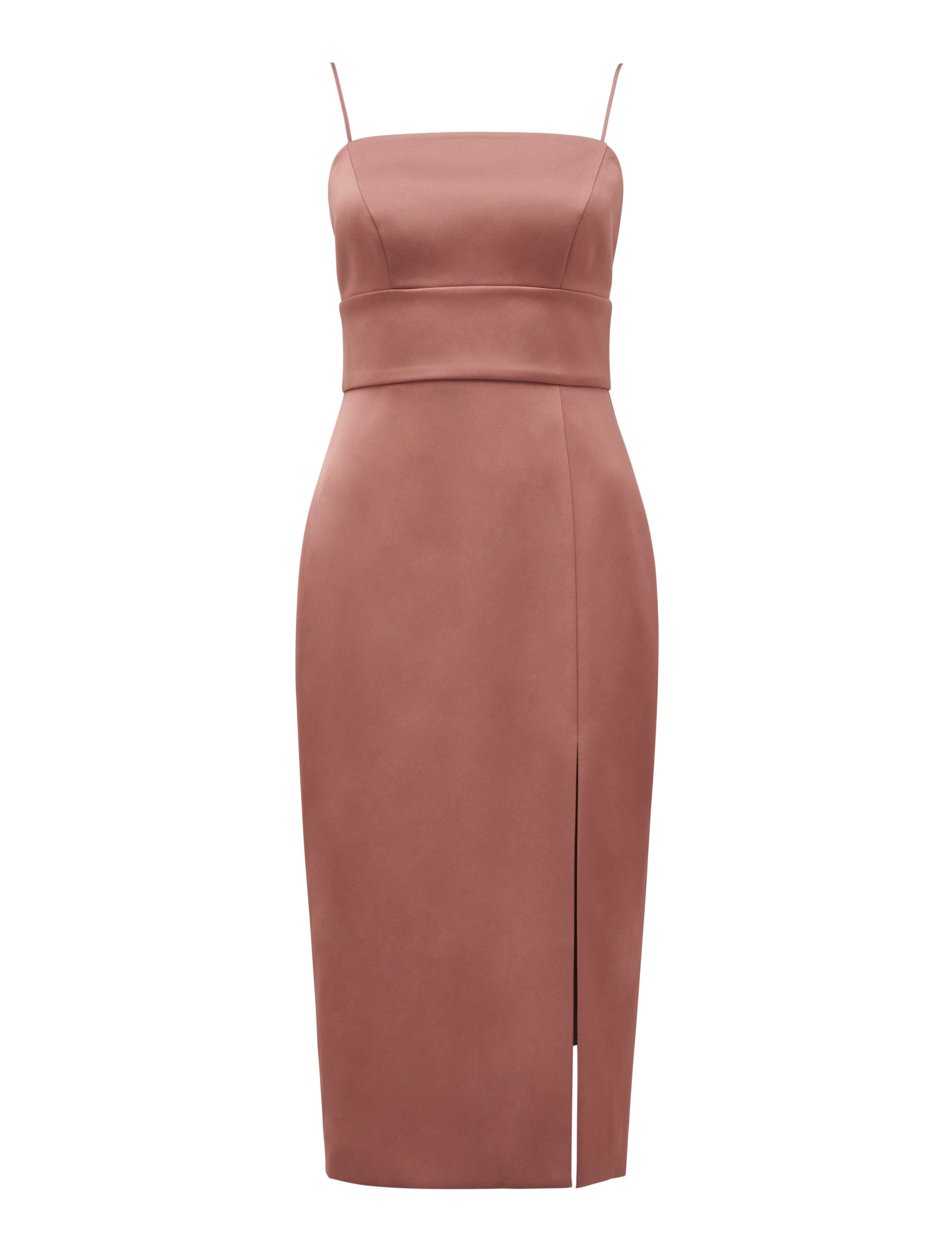 Misty Bonded Satin Midi Dress Dusty Rose_mannequin