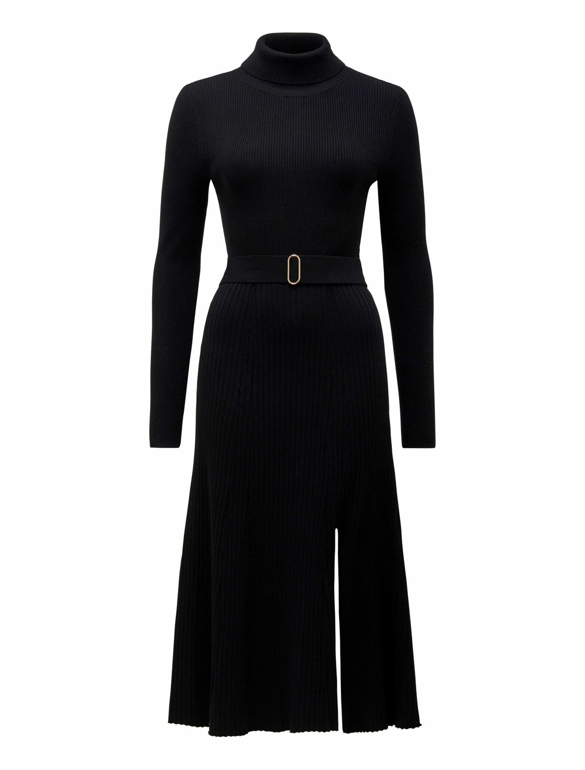 Stephanie Rib Midi Dress Black_mannequin