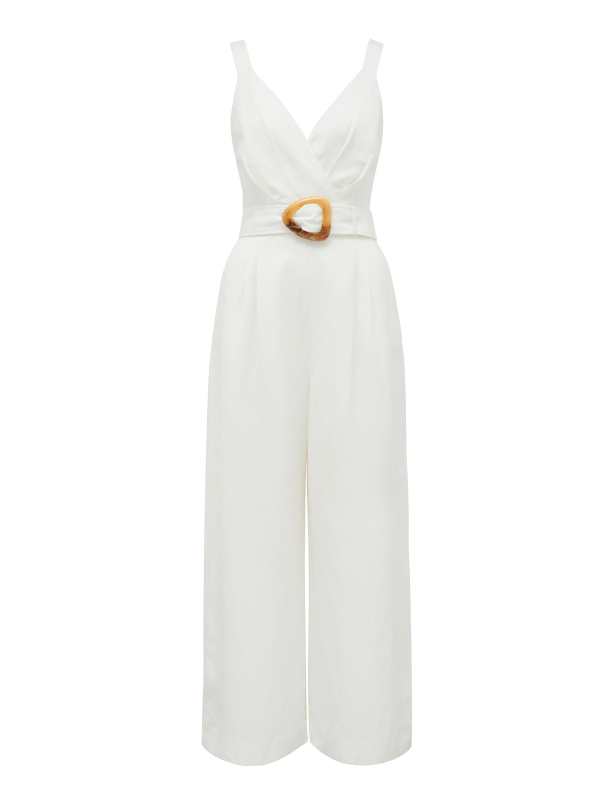 Kira Belted Linen Jumpsuit Porcelain_mannequin