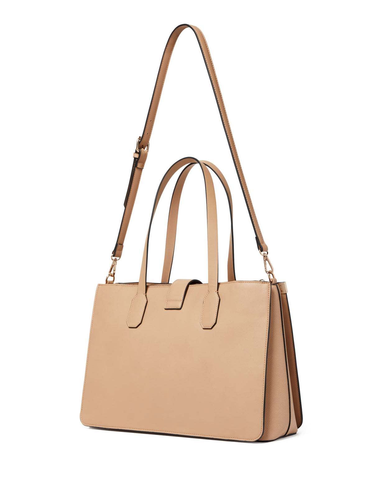 13" Carla Rectangle Lock Laptop Bag Light Tan_mannequin