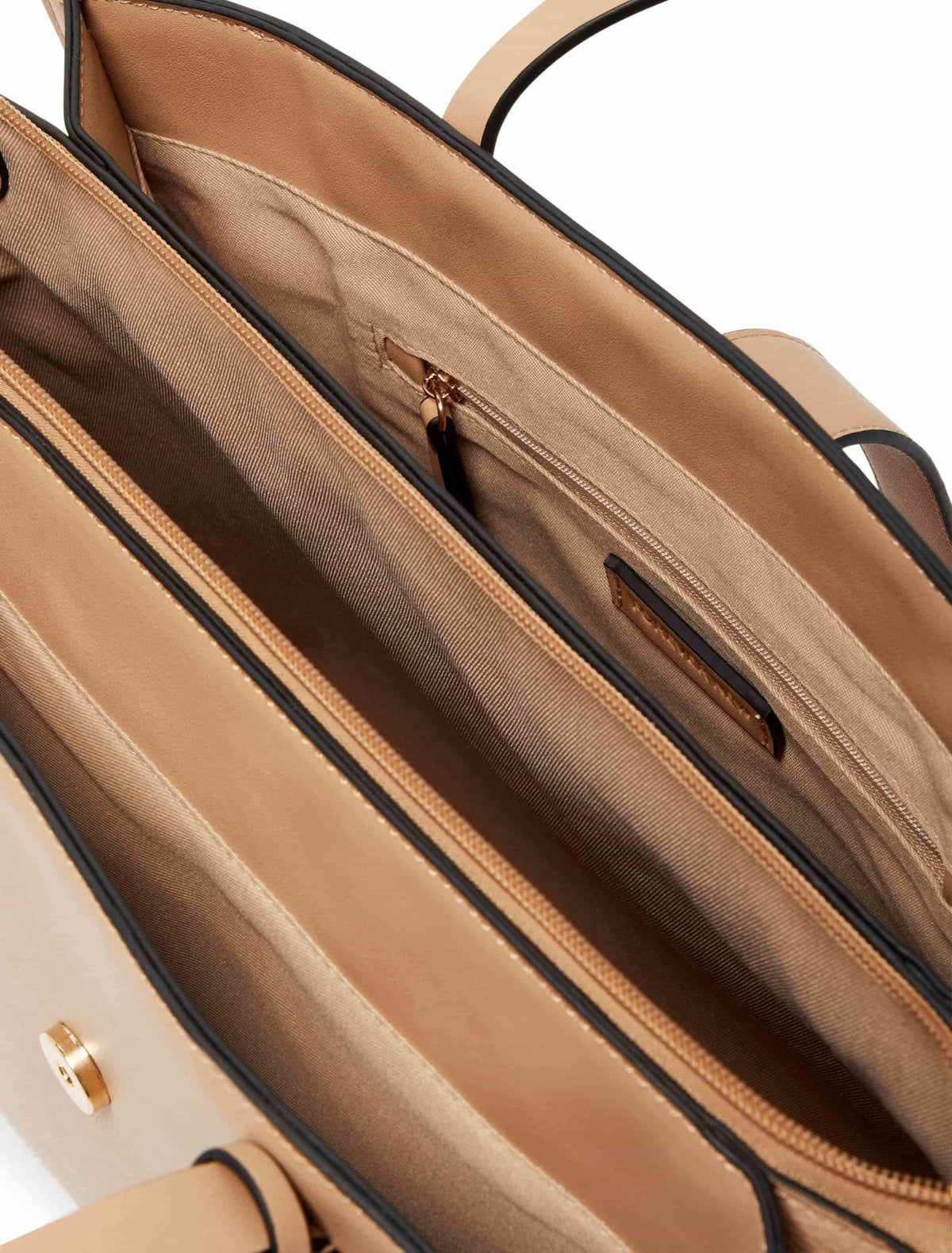 13" Carla Rectangle Lock Laptop Bag Light Tan_mannequin