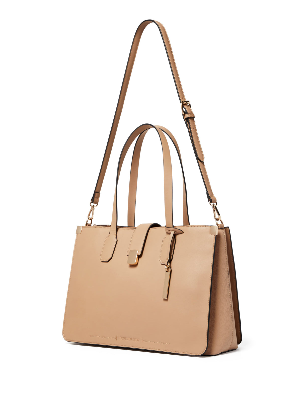13" Carla Rectangle Lock Laptop Bag Light Tan_mannequin