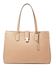 13" Carla Rectangle Lock Laptop Bag Light Tan_mannequin
